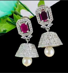 Mini Silver Pink Jhumkas