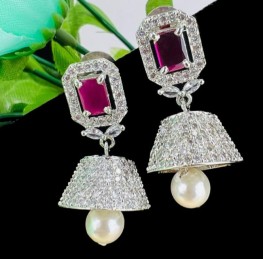 Mini Silver Pink Jhumkas